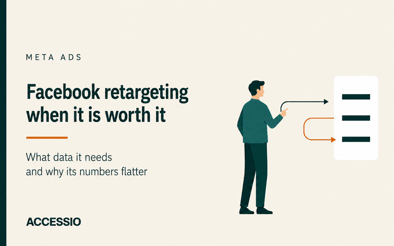 accessio-facebook-retargeting-en Facebook retargeting: illustration of a person returning to a previously viewed panel